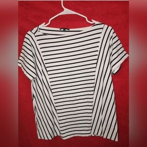 Lafayette 148 Black And White  Short Sleeve Ladies Top Size S